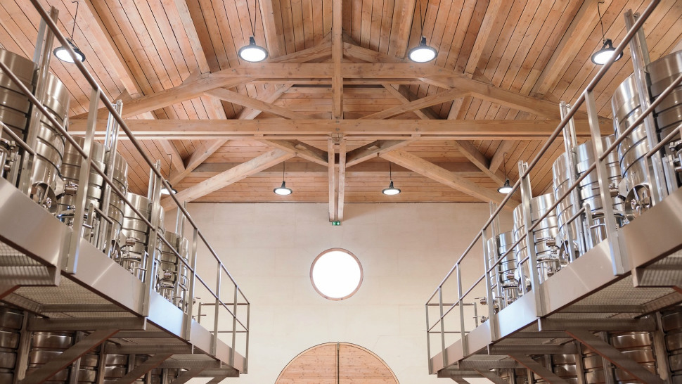 Winemaking cellar at Château La Calisse in Provence