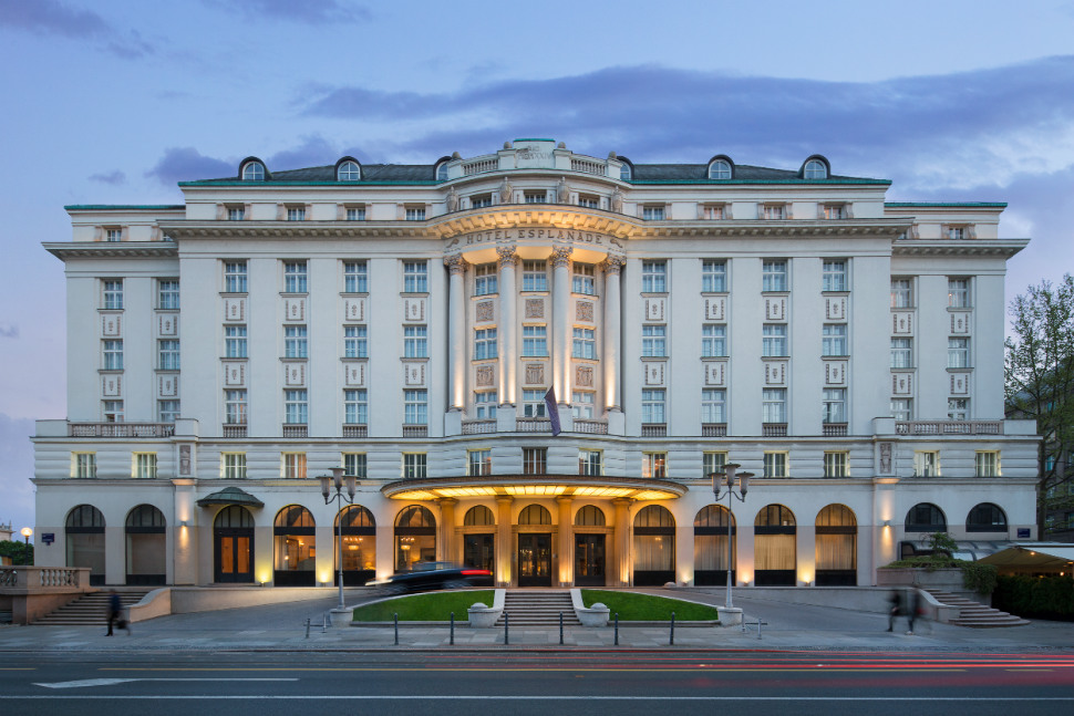 Historic facade of Esplanade Zagreb Hotel