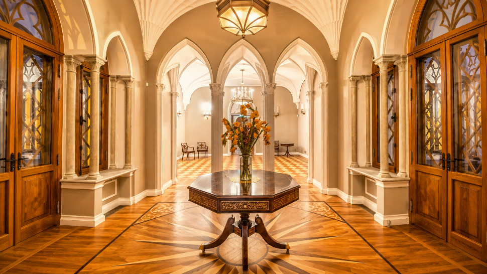 Historic interiors of The Schloss Fall in Estonia