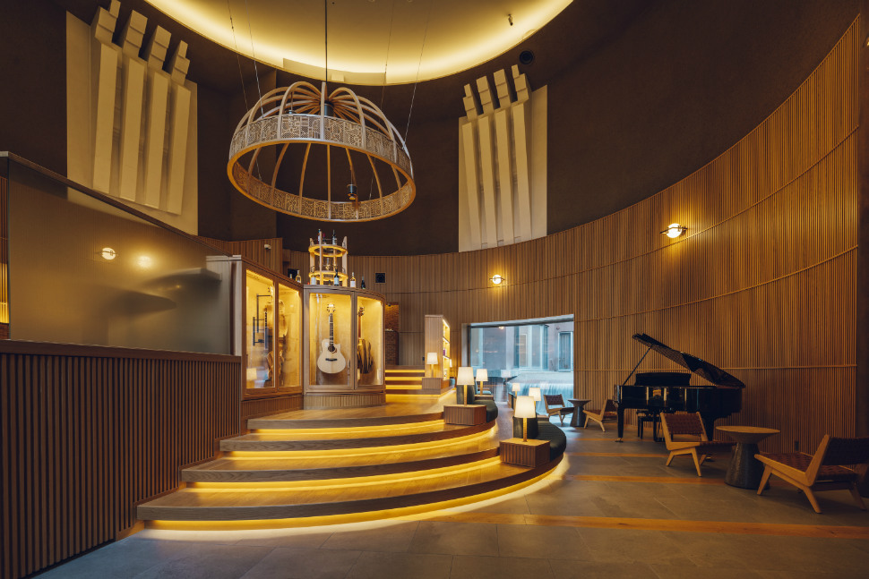 KAI Matsumoto lobby with piano and live music setting in Matsumoto