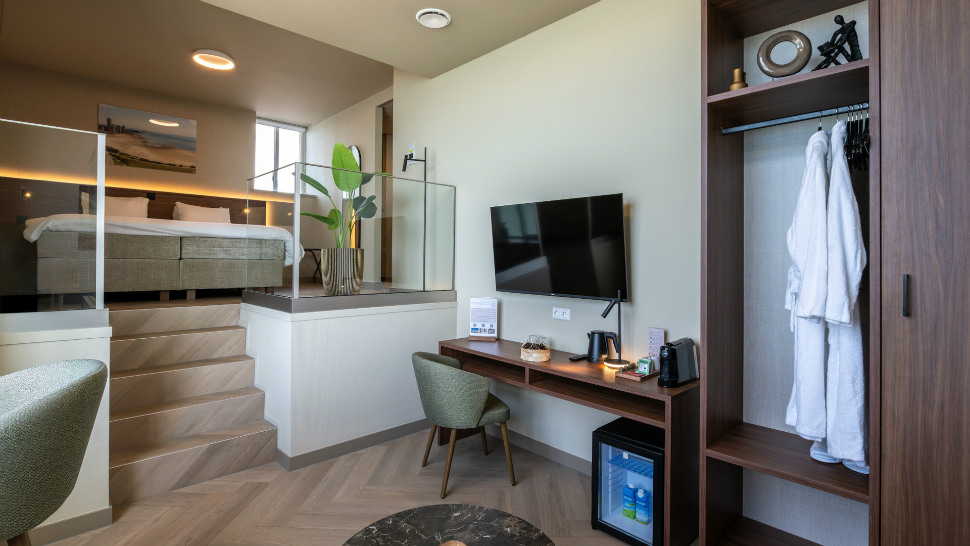 Contemporary guest room within Hotel De Zeevaartschool